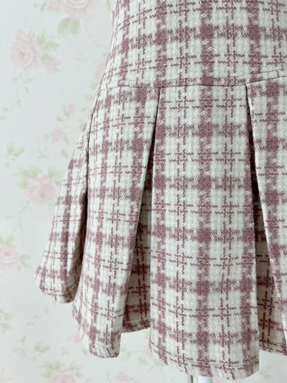 GRL Pleated Checked Skirt (Pink)