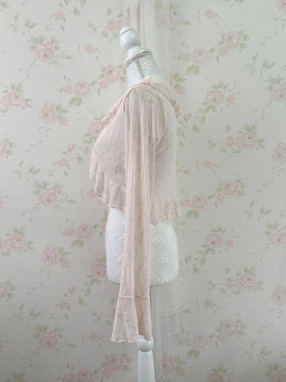 GRL Lacy Front String Cardigan (Pink)