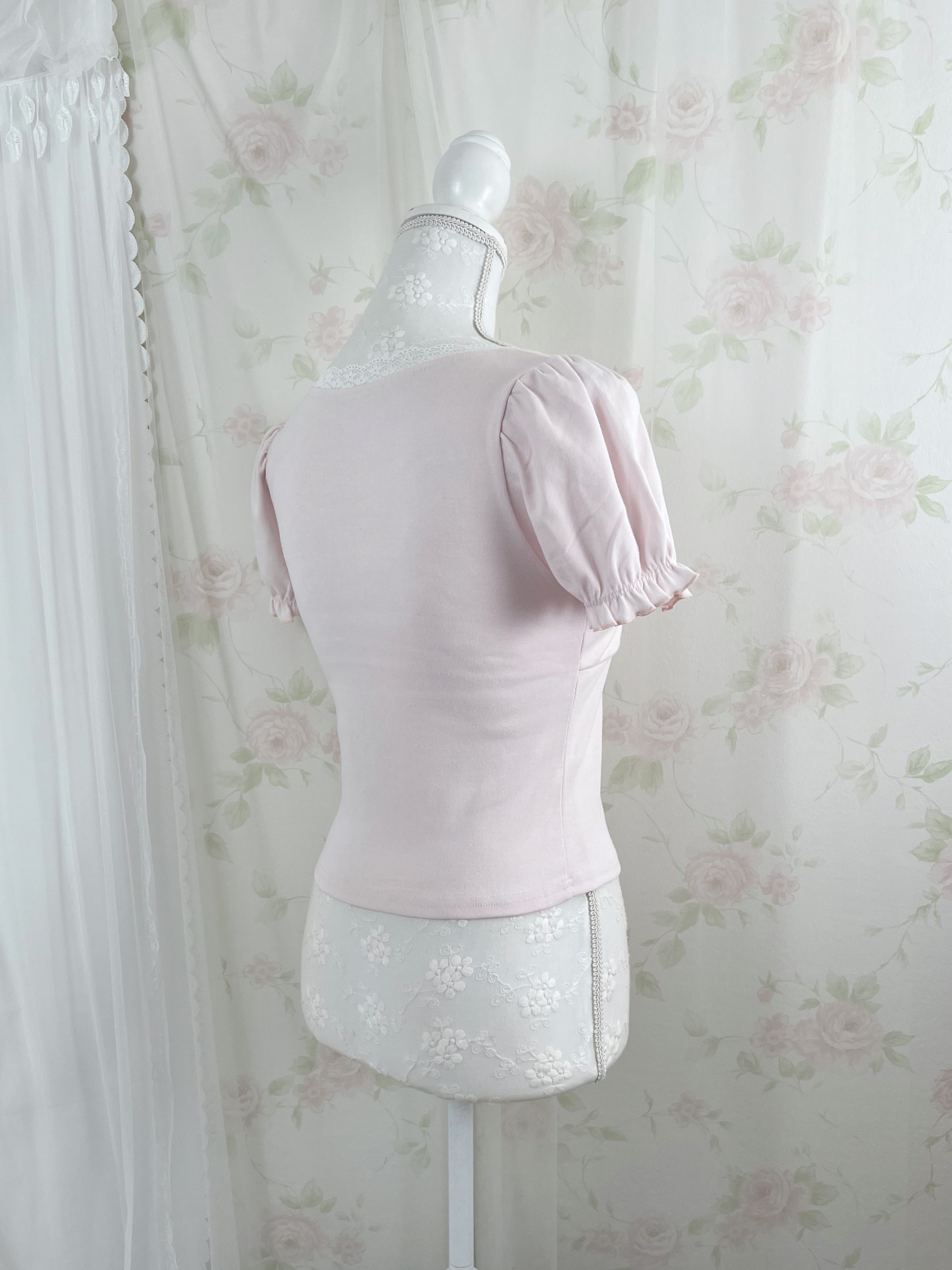 Cotton Big Bow T-Shirt (Baby Pink)