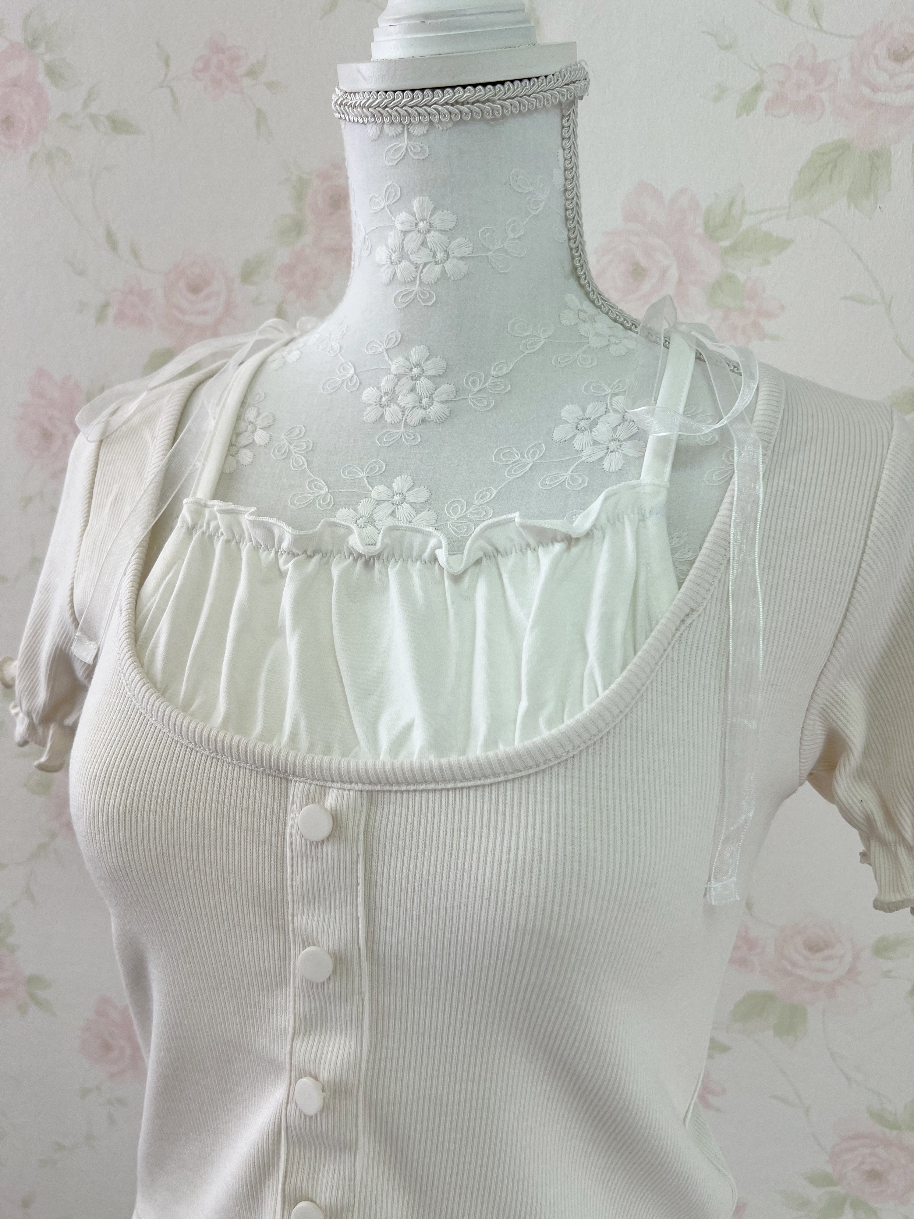 Milk Maid Organdy Bow Top (Beige)