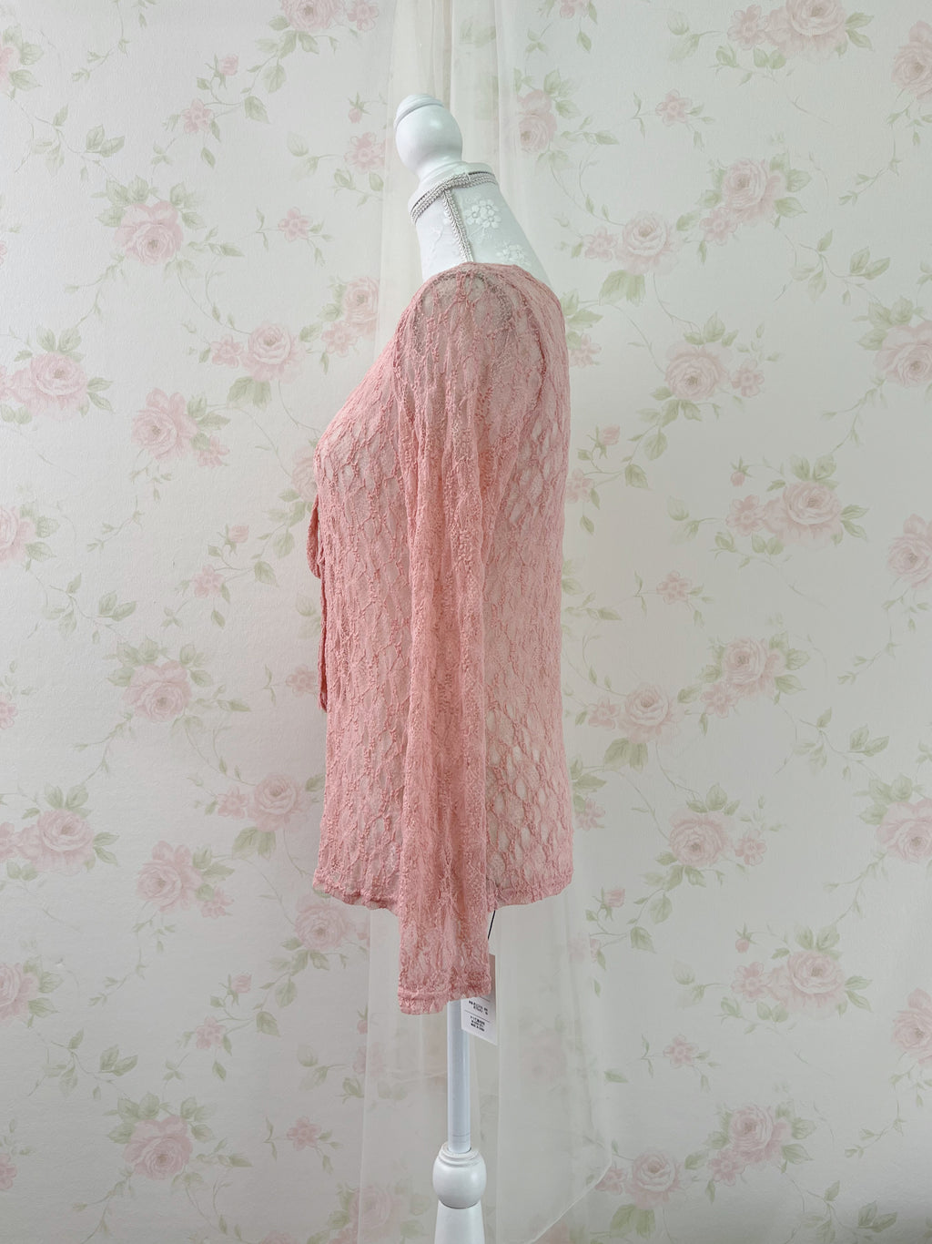 Lacy Double String Cardigan (Peach Pink)