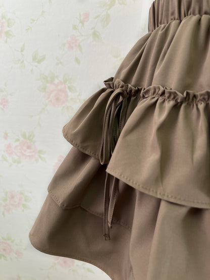 Olive des Olive Side String Tiered Skirt (Milk Chocolate)
