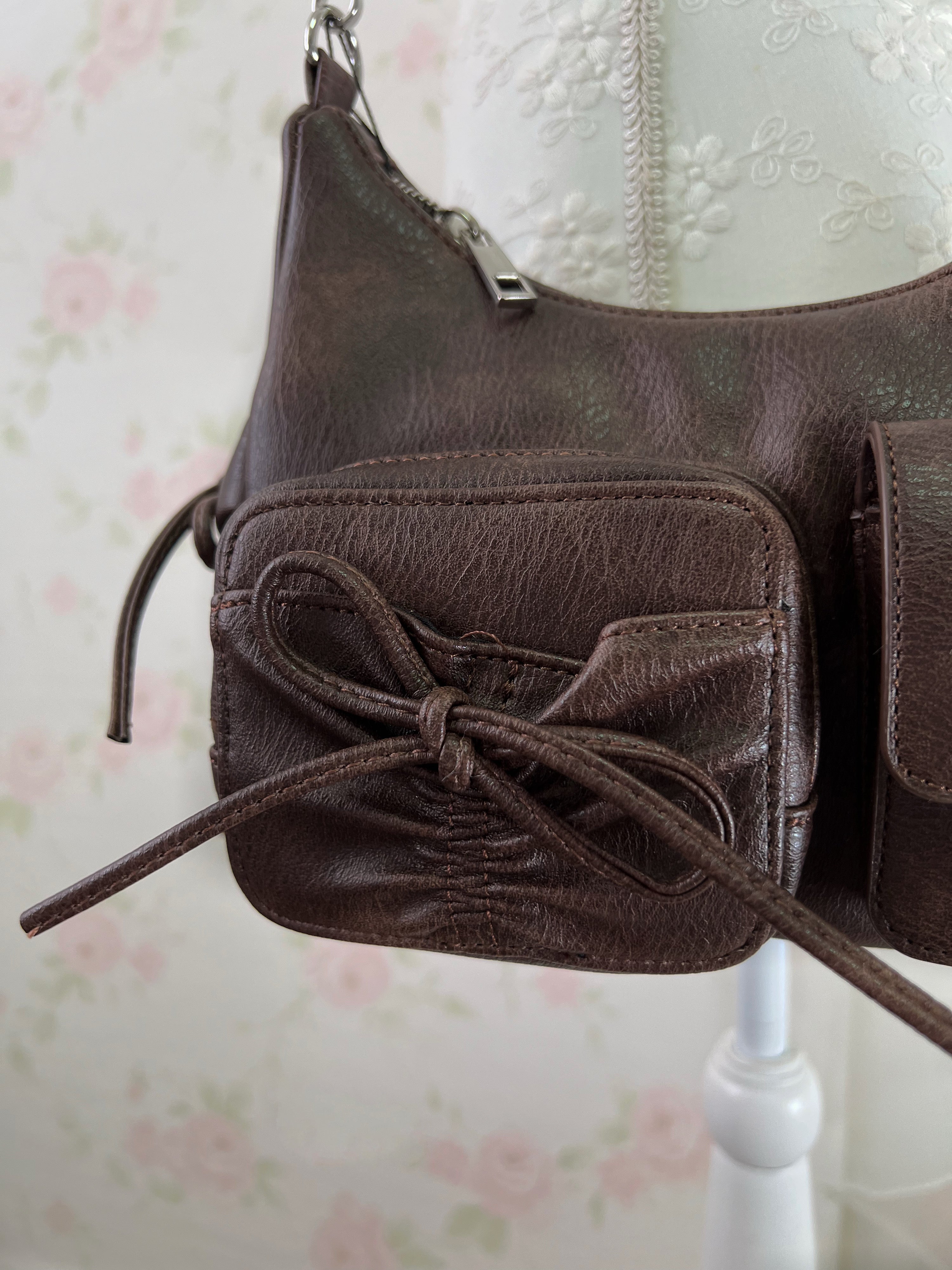 Ribbon Shoulder Bag (Chocolate)