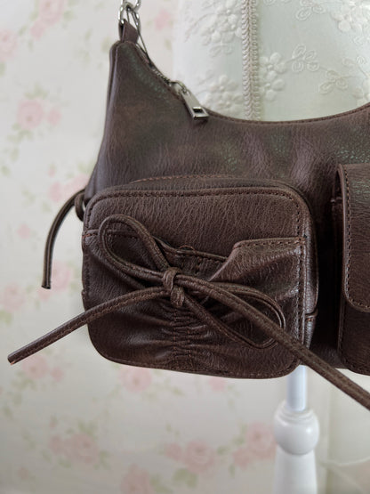 GRL Ribbon Shoulder Bag (Chocolate)