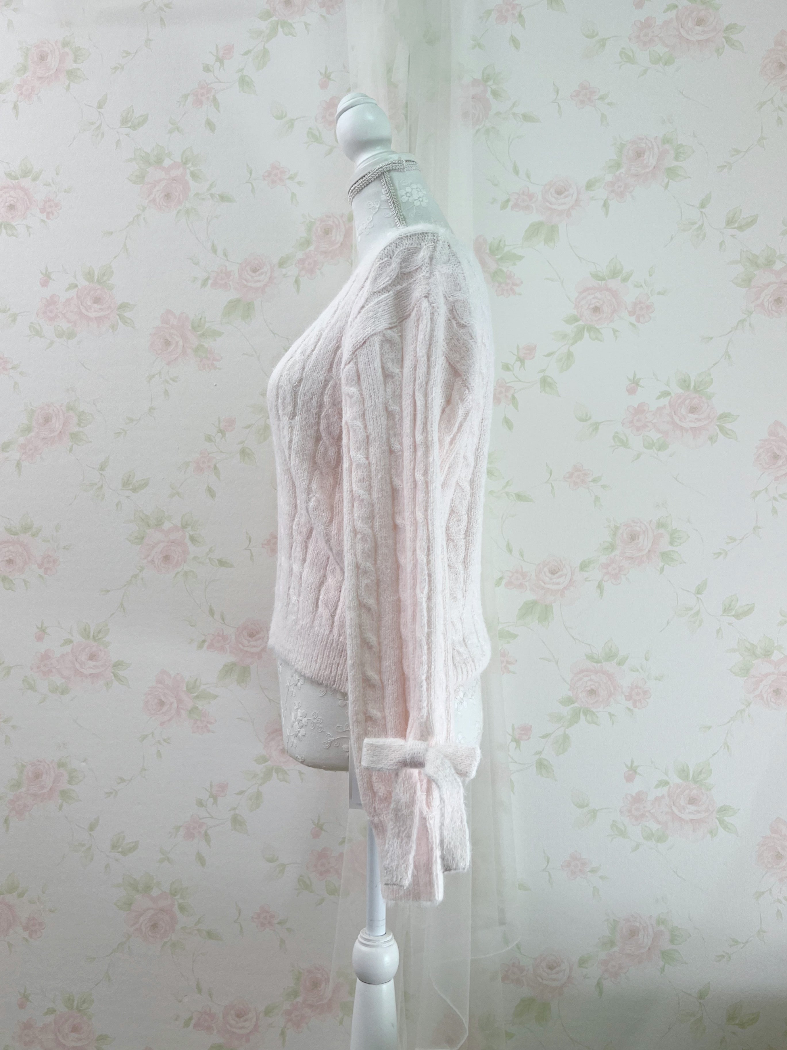 Shoujo Bow Sleeve Marshmallow Sweater (Baby Pink)