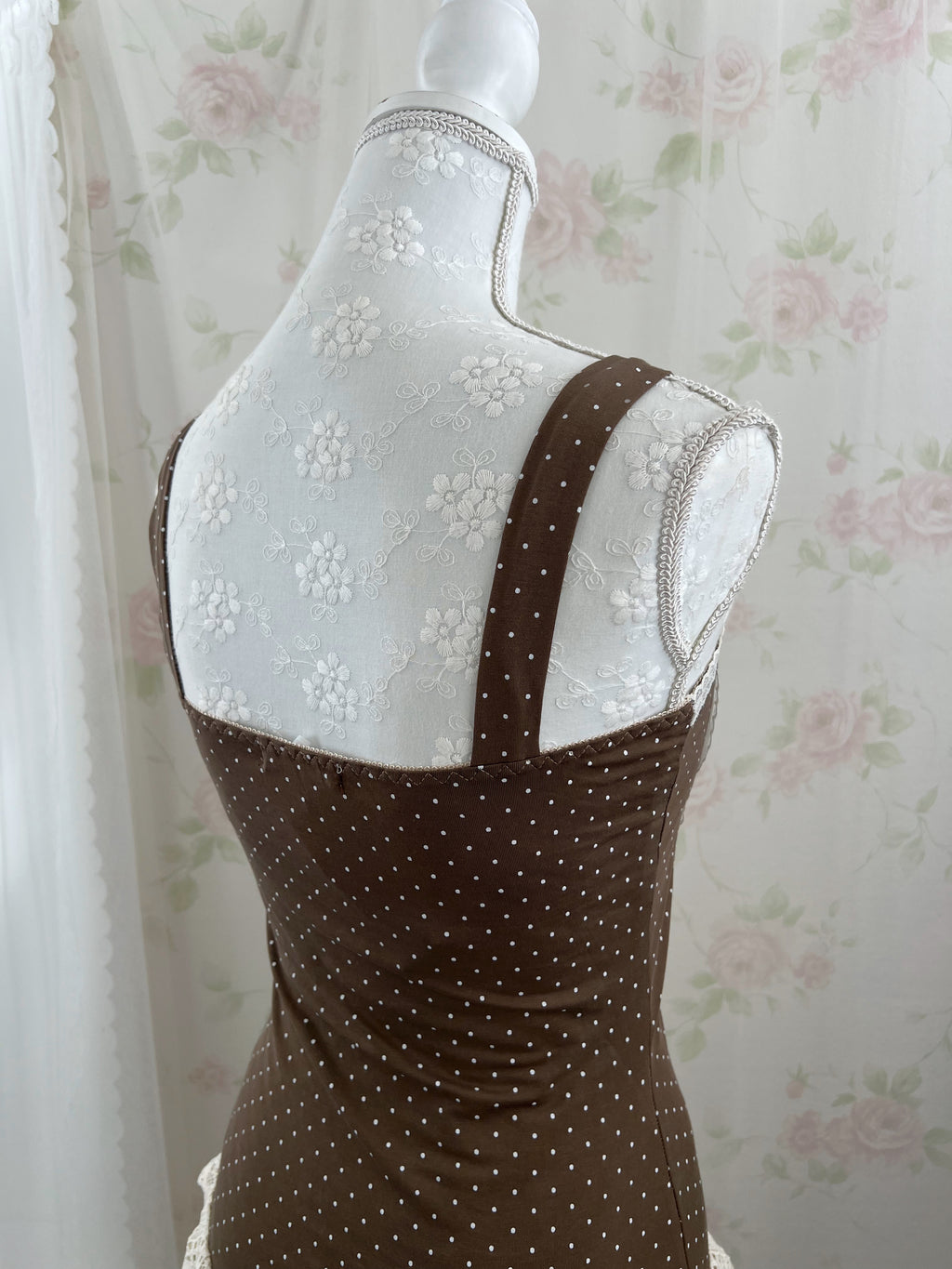 (Pre-order) passion room Laced Up Polka Dot Camisole