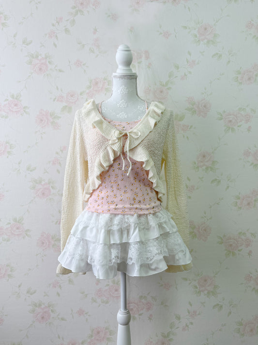 GRL Shoujo Girlie Ruffled Cardigan (Ivory)