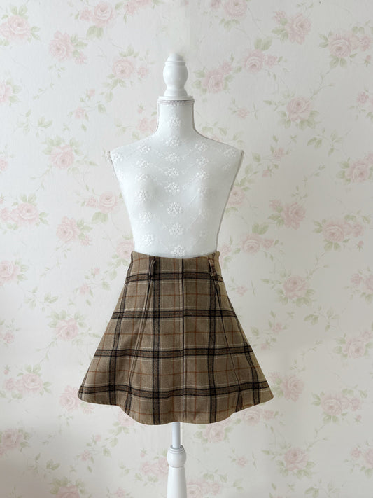 dazzlin Checked Skirt (Caramel Brown)