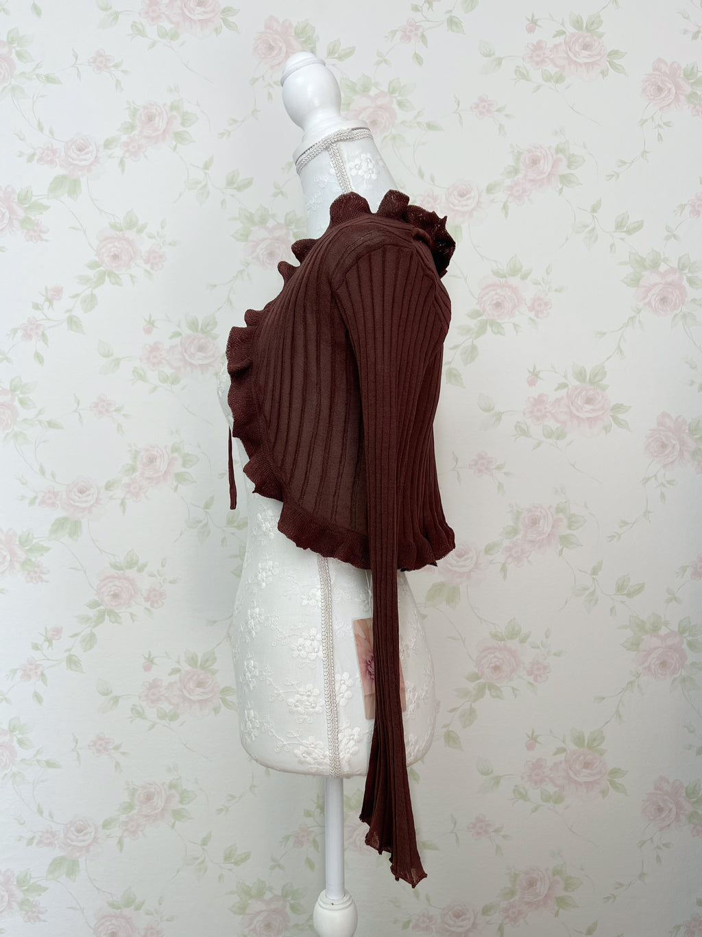 Bell Sleeved Front String Cardigan (Chocolate)