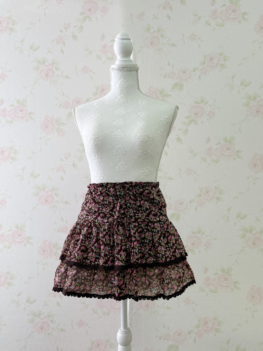 INGNI Petite Floral Layered Skirt (Brown)