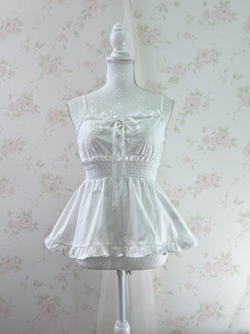 (37%OFF) Cotton Floral Embroidery Camisole(White)