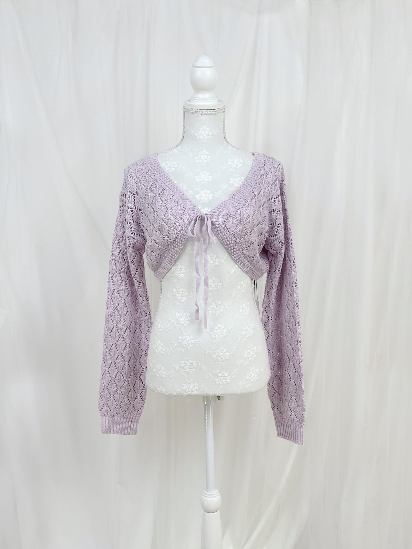 GRL Front Tie Long Sleeved Bolero Cardigan (Purple)