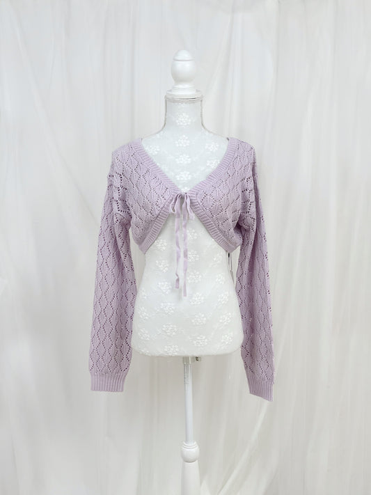 GRL Front Tie Long Sleeved Bolero Cardigan (Purple)