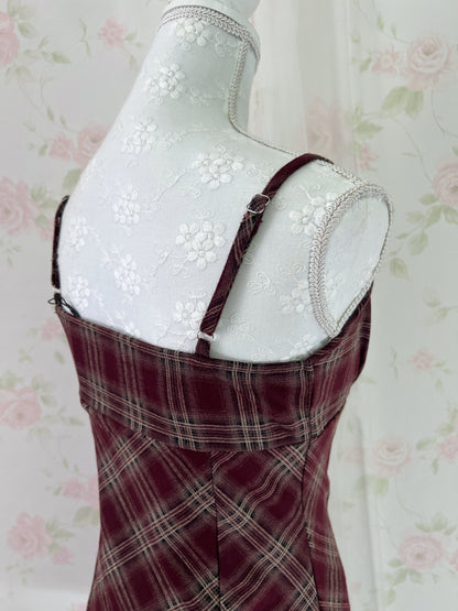 Checked York Style Checked Dress (Bordeaux)