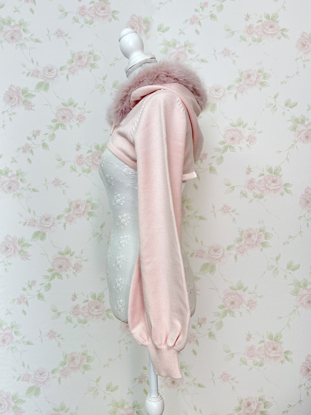 apres jour Eco Fur Short Hoodie (Pink)