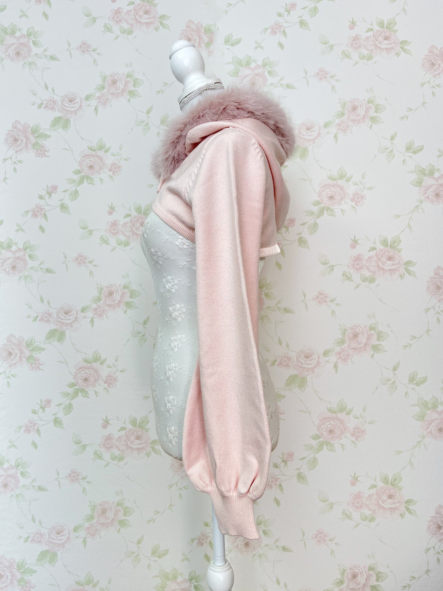 apres jour Eco Fur Short Hoodie (Pink)