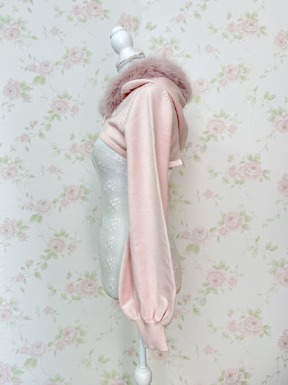 apres jour Eco Fur Short Hoodie (Pink)