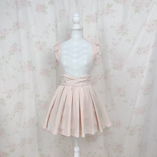 LIZ LISA High Waist Frilled Suspender Jumper Skirt (Baby Pink)