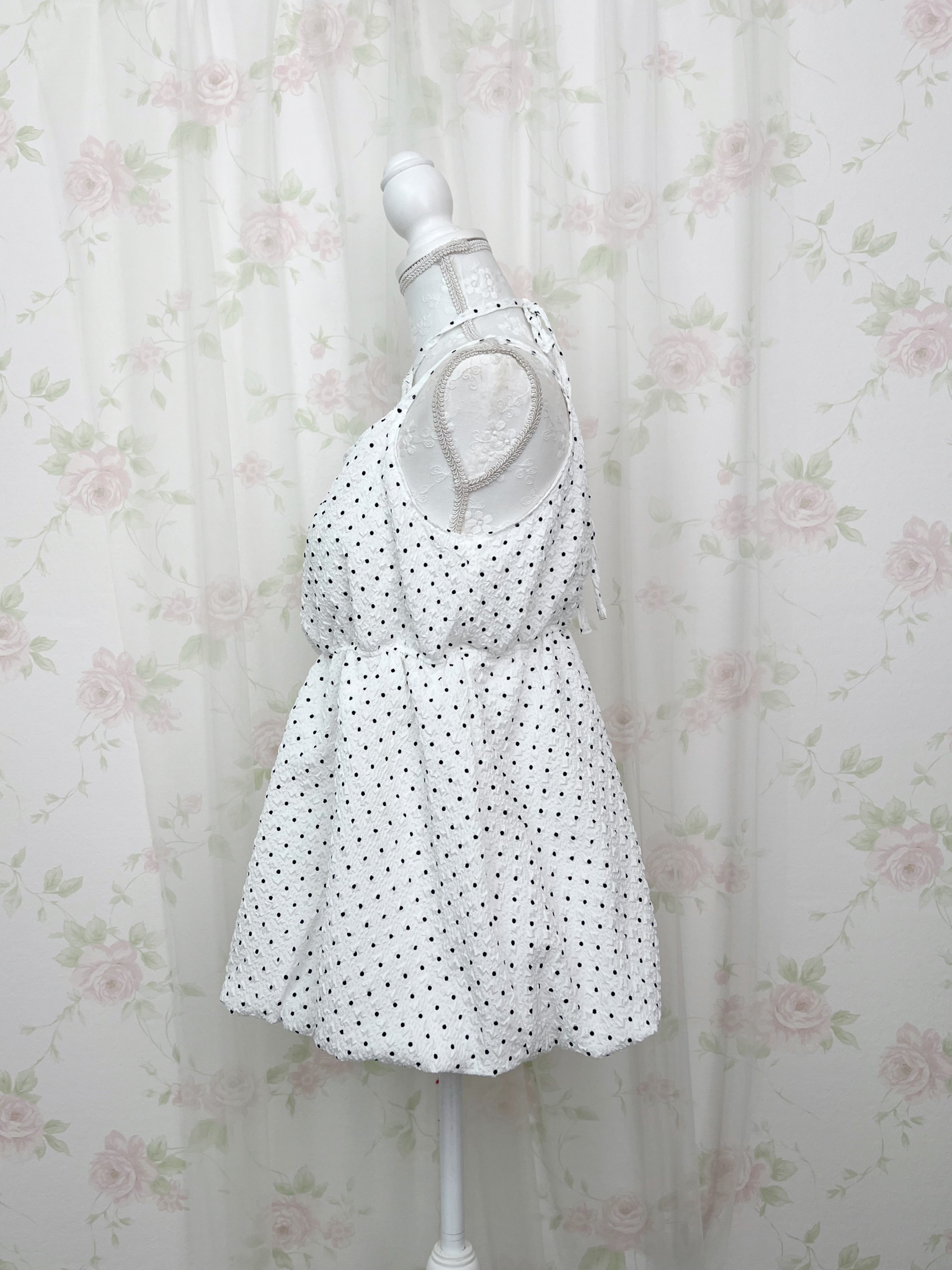 Polka Dot Balloon Camisole Halter Neck Top