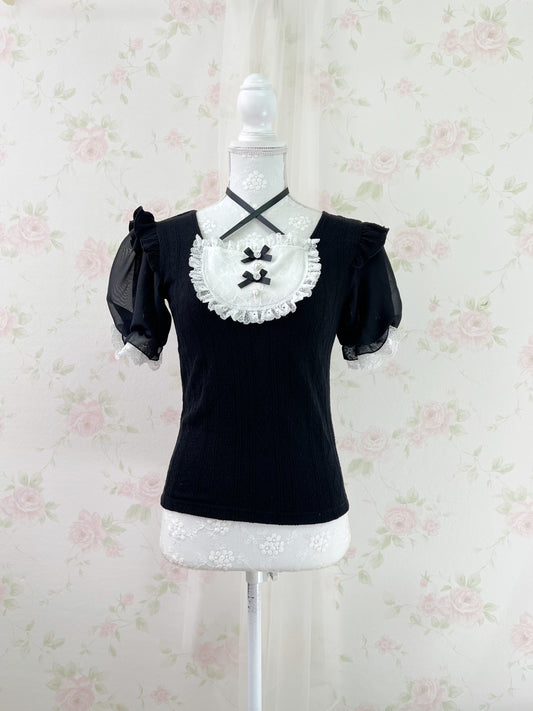 NOEMIE Halter Neck Laced Up Back Top (Black)