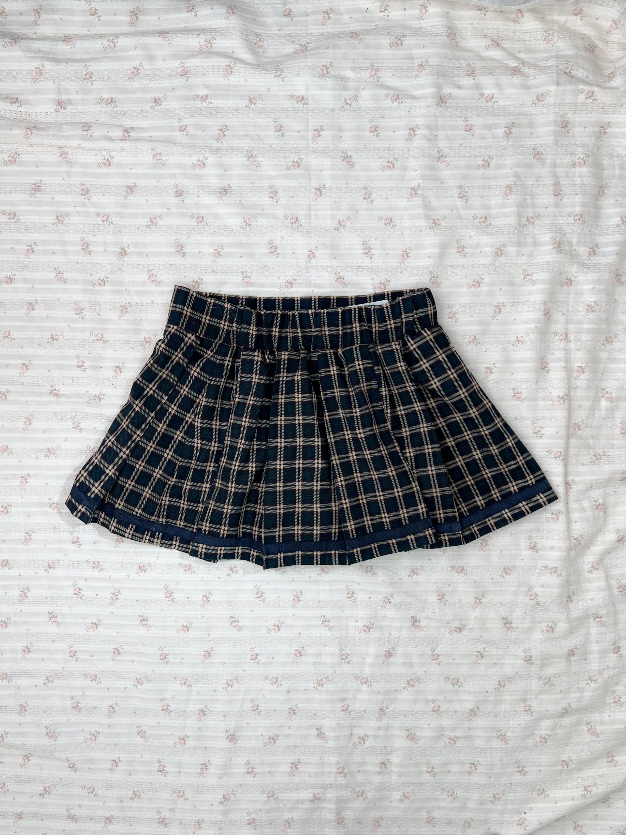 LIZ LISA doll Pleated Checked Mini Skirt (Green)