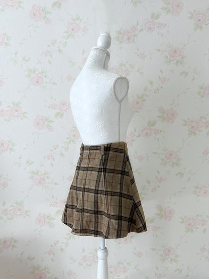 dazzlin Checked Skirt (Caramel Brown)