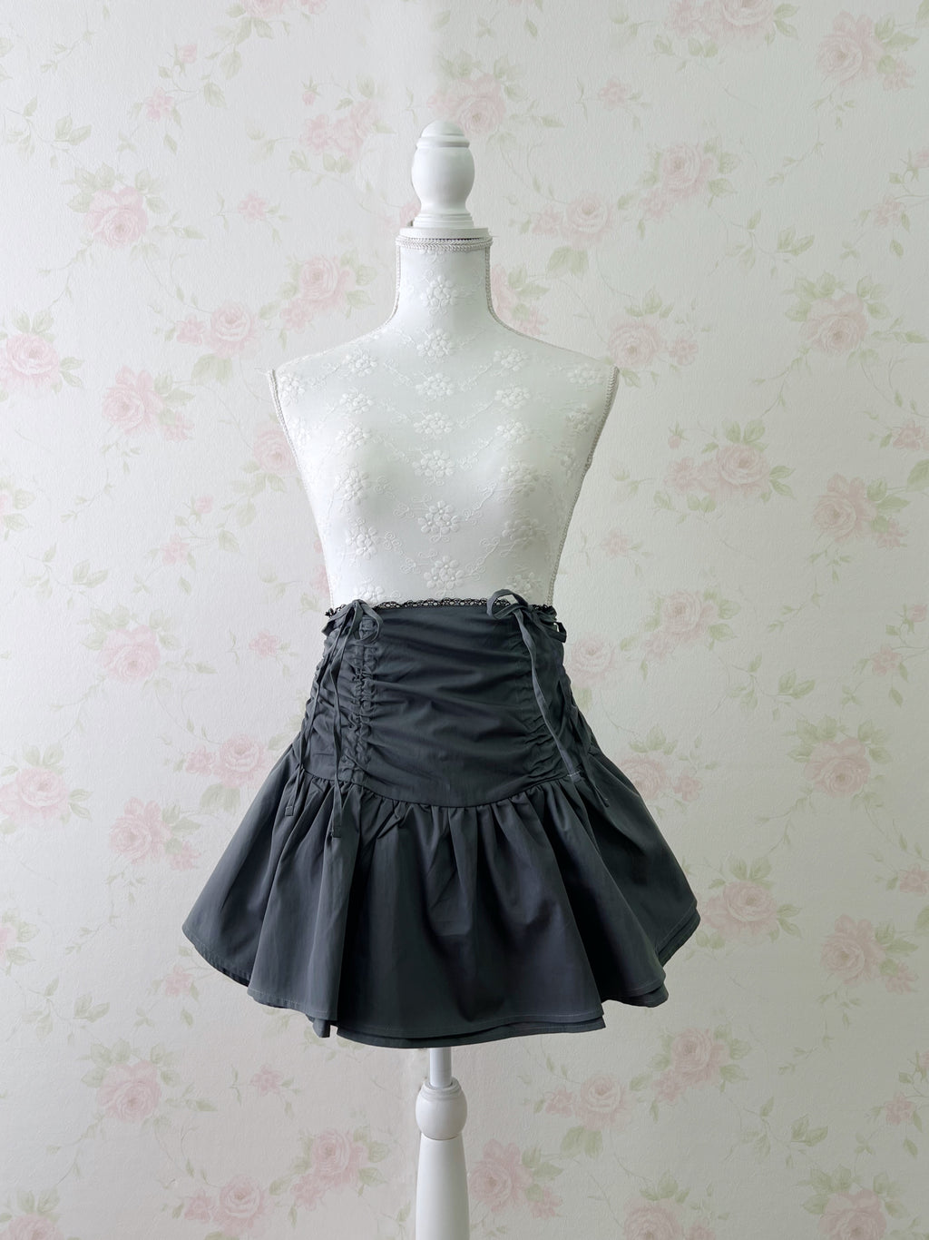 Side Drawstring Skirt (Charcoal)
