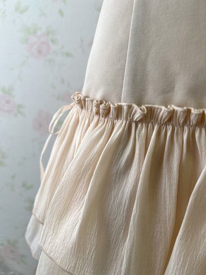 NICE CLAUP Layered Hem Side Bow Skirt