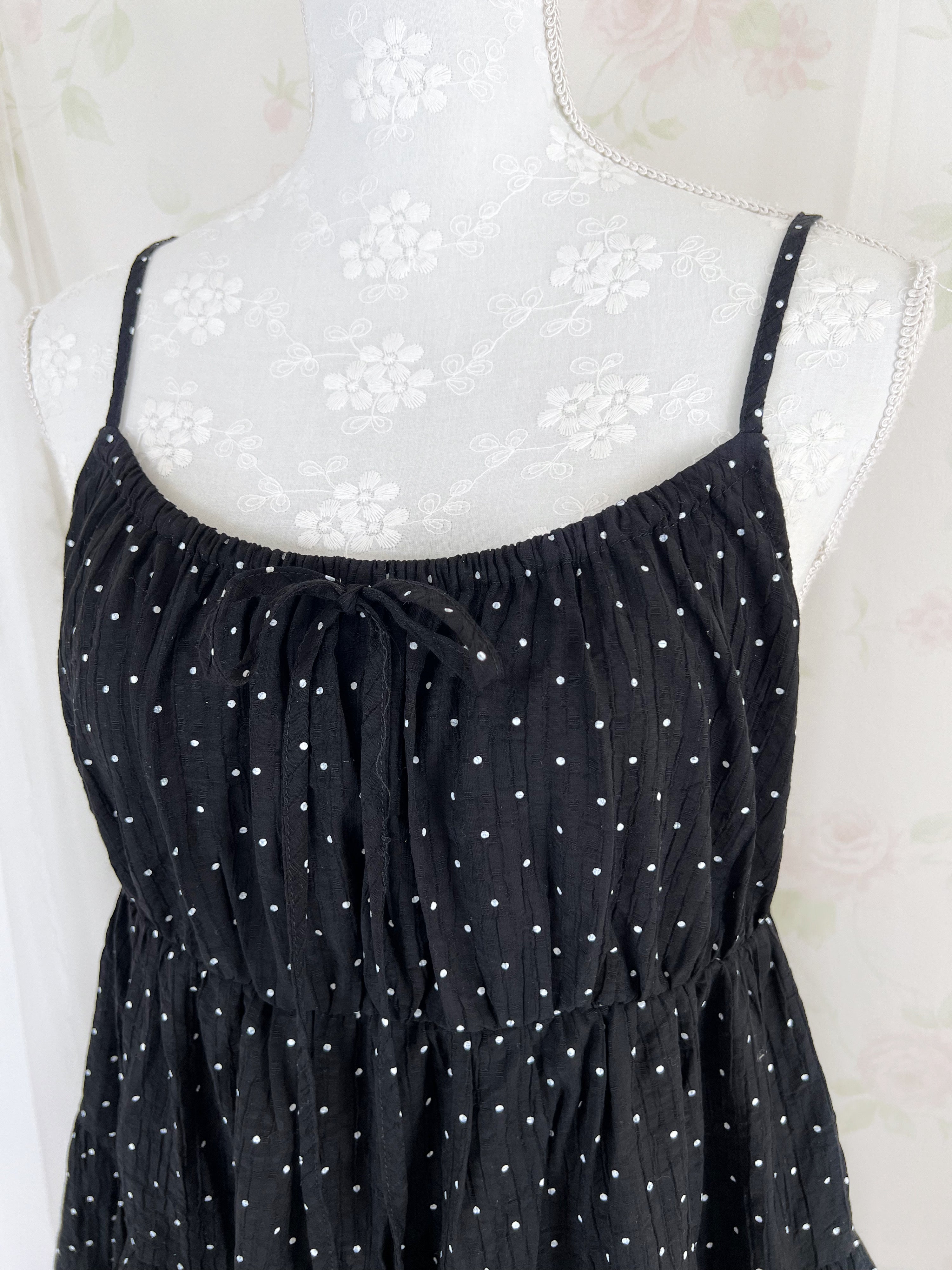 Polka Dot Shoujo Camisole Dress (Black)