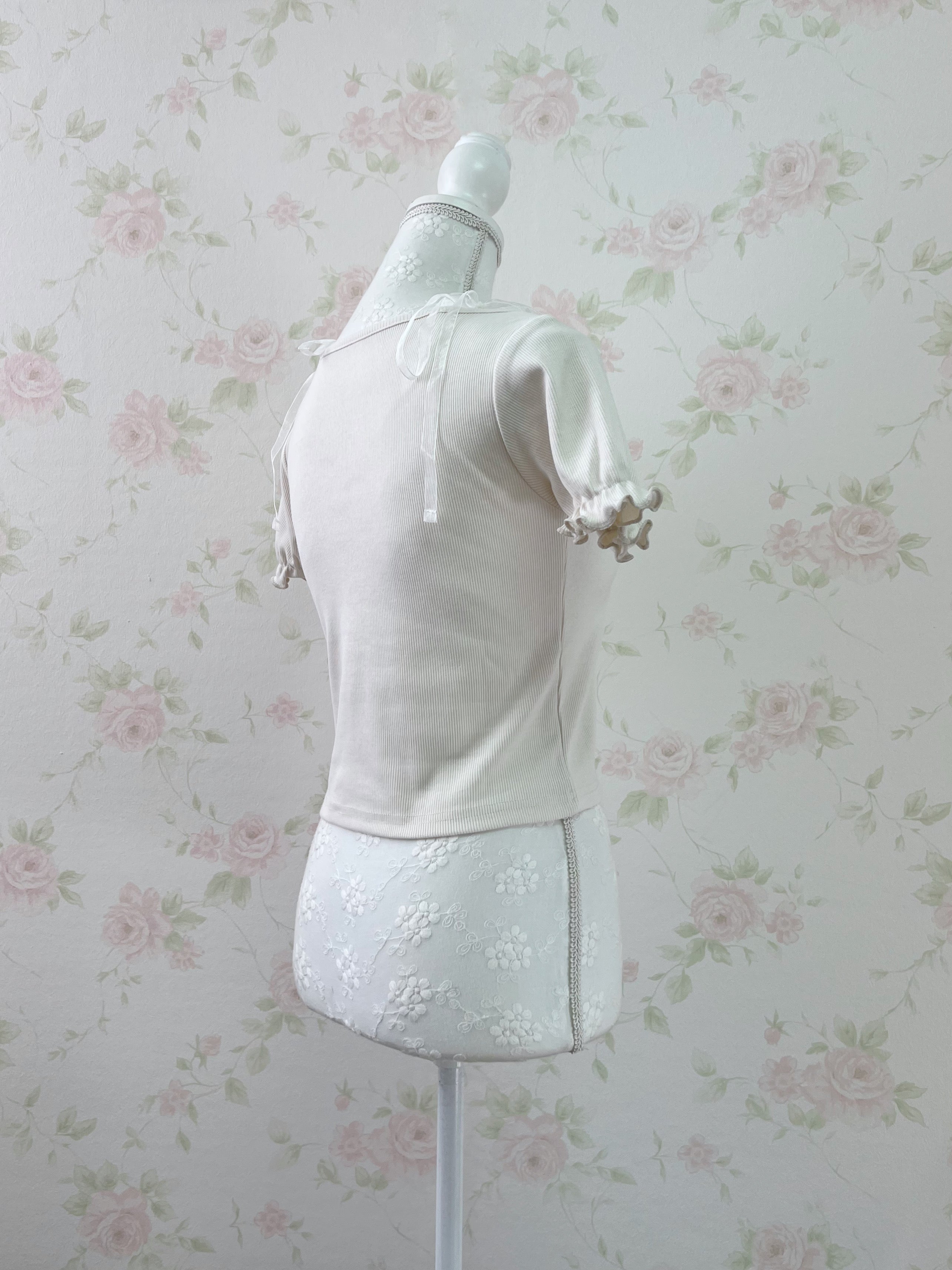 Milk Maid Organdy Bow Top (Beige)