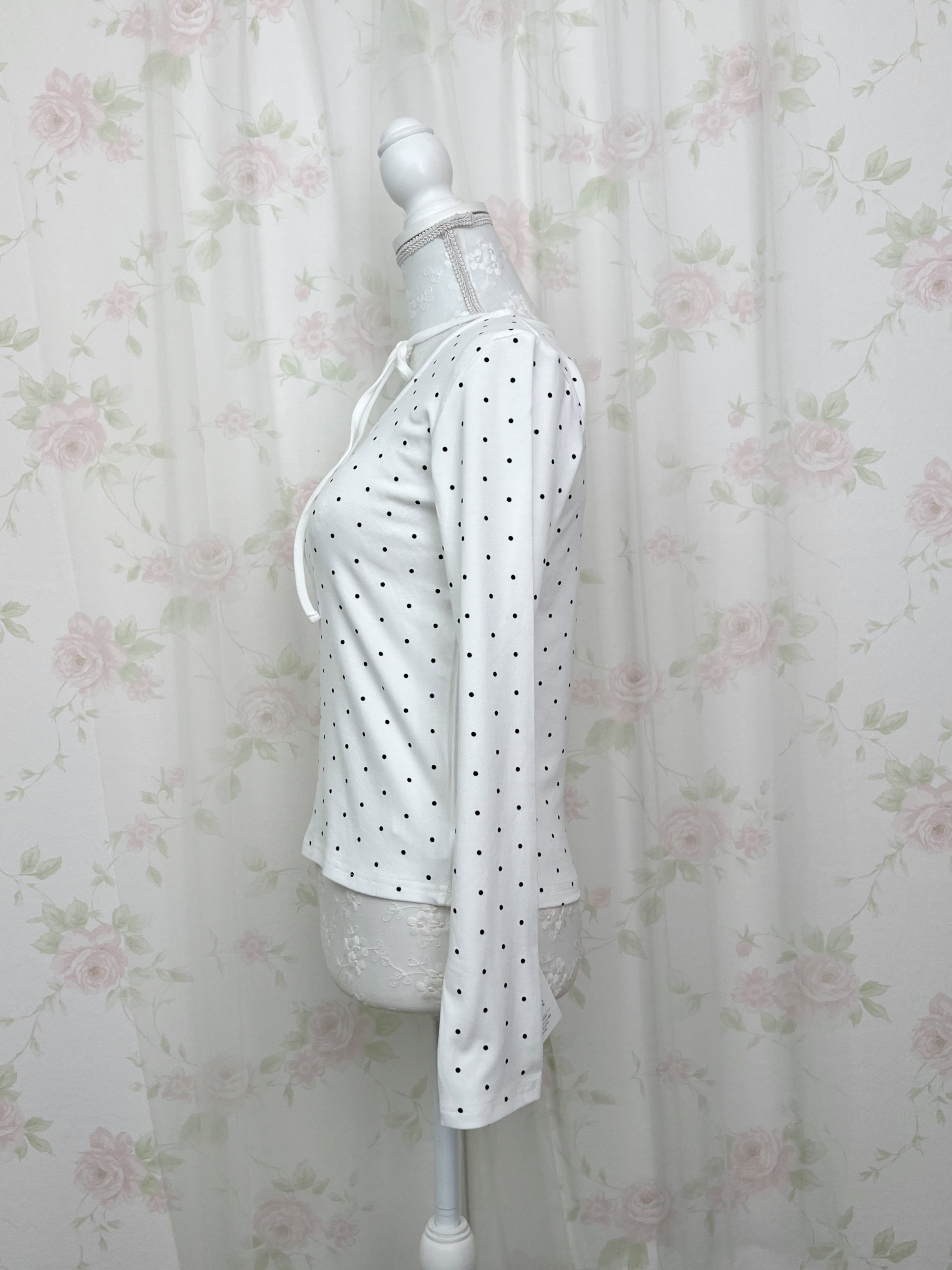 Polka Dot Halter Neck Top (White)