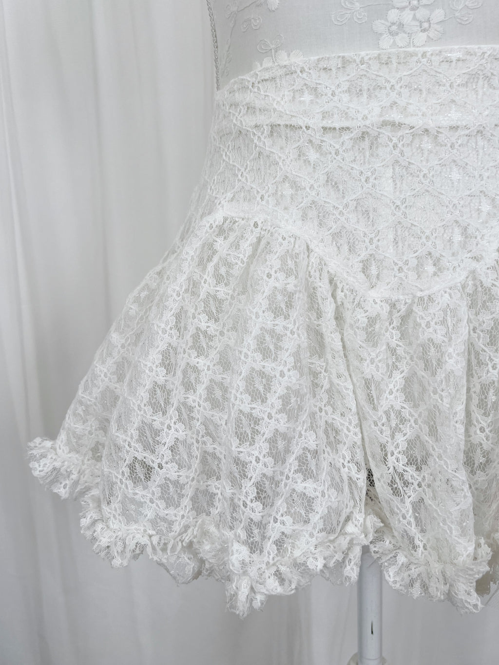 Princess Cotton Blend Lacy Mini Skirt (White)