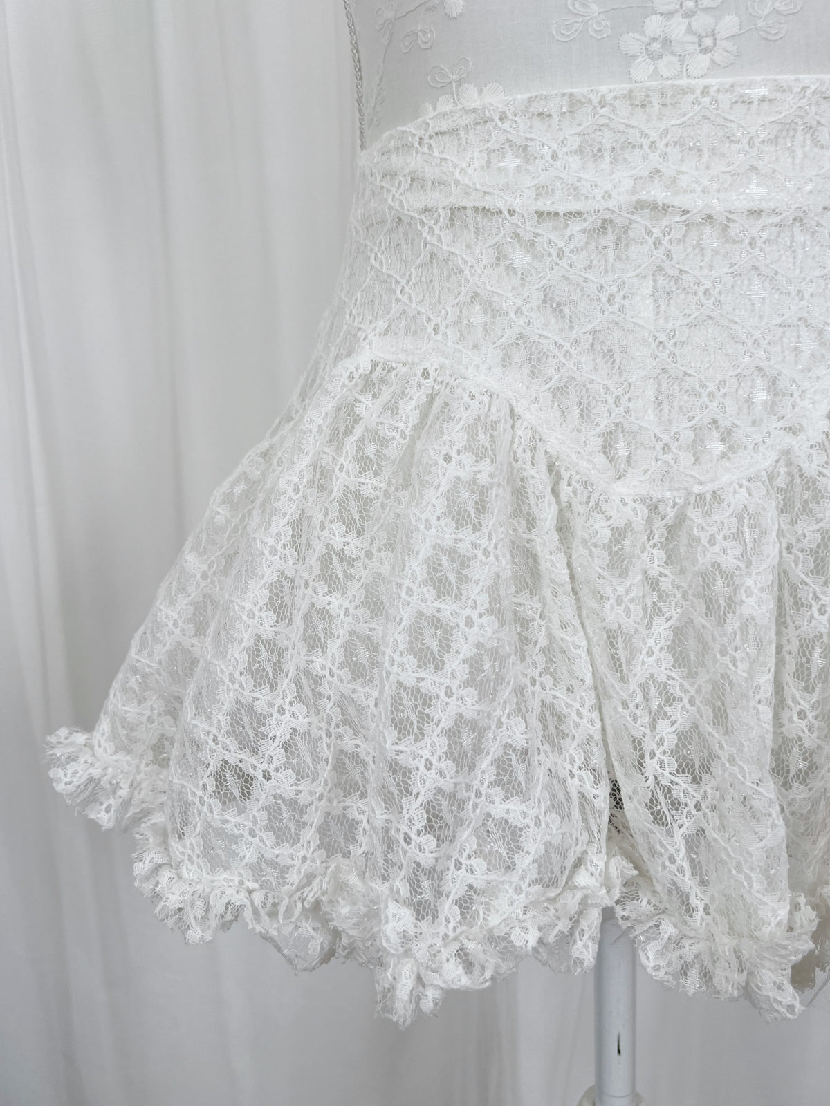 Princess Cotton Blend Lacy Mini Skirt (White)