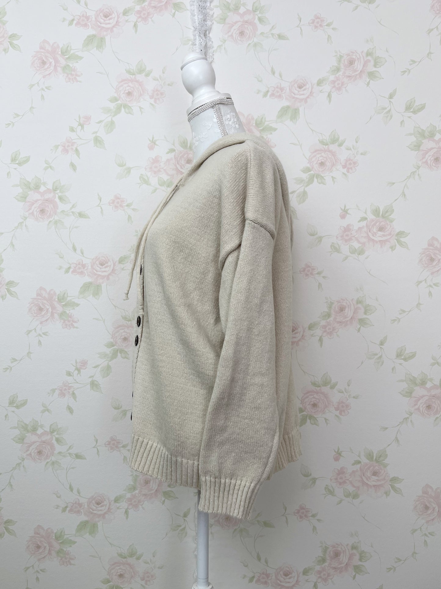 Loose Sleeve Shoujo Knit Hoodie (Oat Meal)