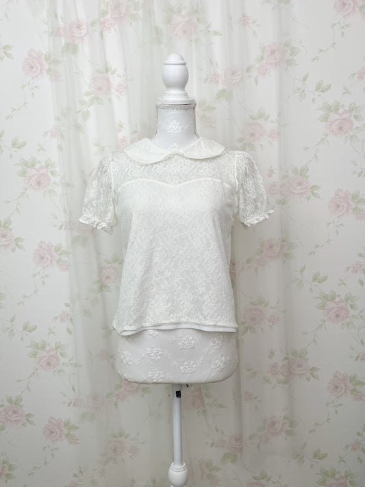 Honey Cinnamon Lace Blouse (Ivory)