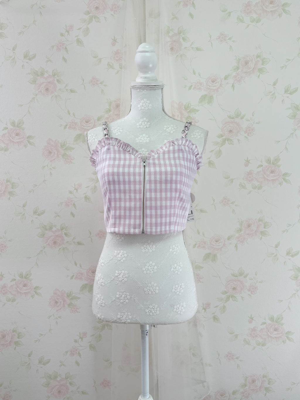 Ank Rouge Gingham Checked Bustier (Pink)