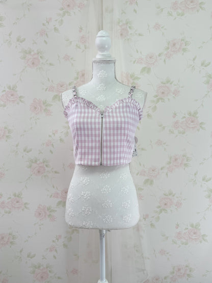 Ank Rouge Gingham Checked Bustier (Pink)