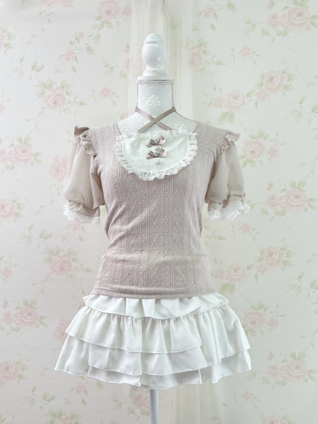NOEMIE Halter Neck Laced Up Back Top (Grayish Pink)