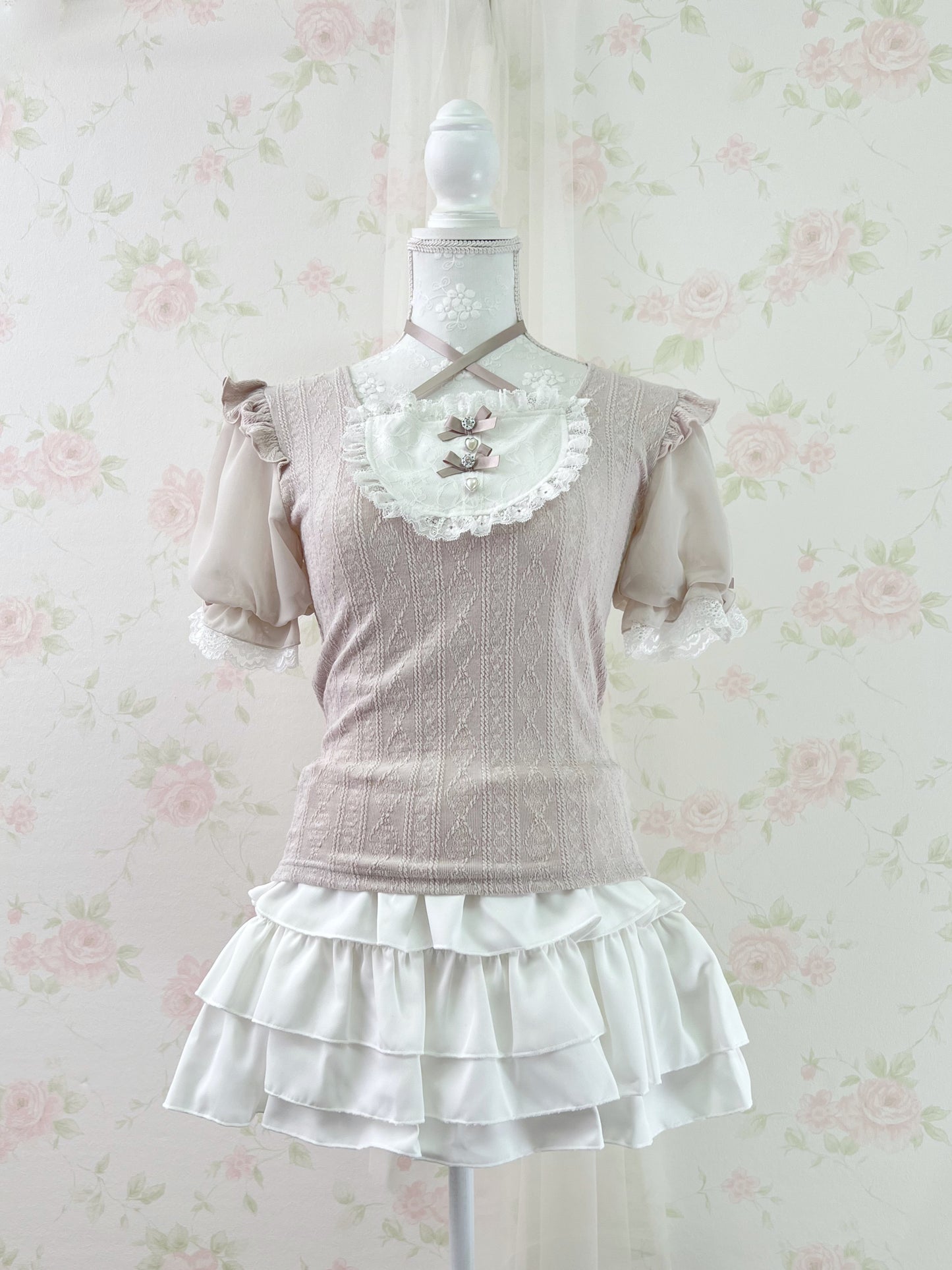 NOEMIE Halter Neck Laced Up Back Top (Grayish Pink)