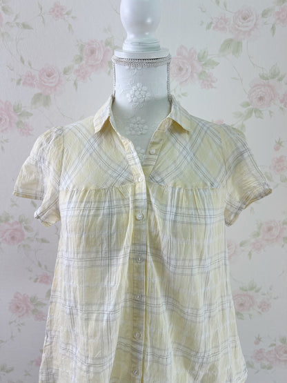 earth music&ecology Checked Cotton Shirt (Baby yellow)