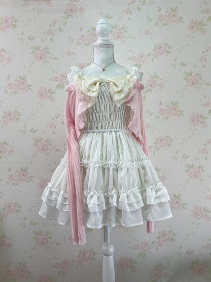 GRL Frilled Strap Tiered Dress (White)