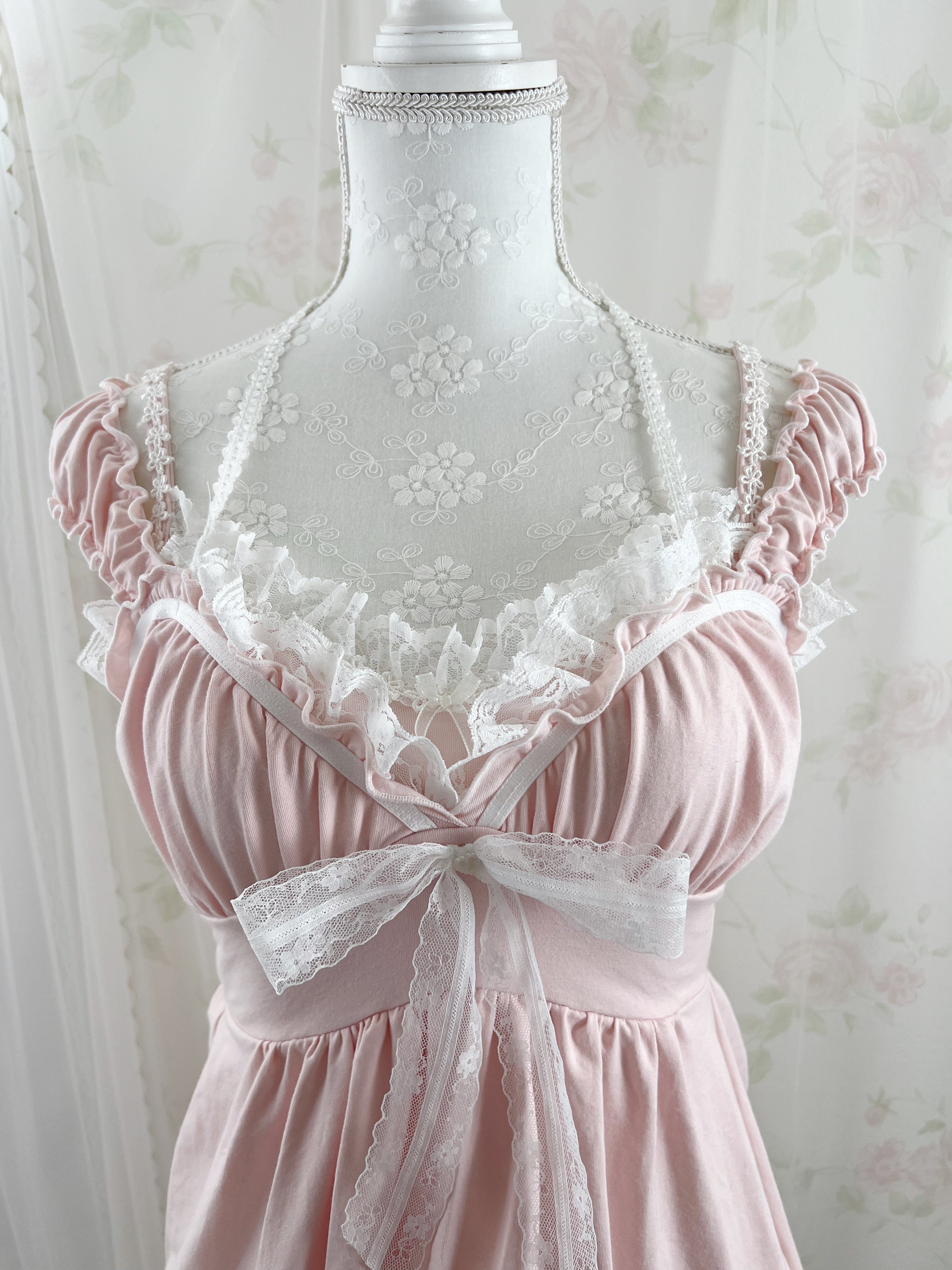 (Pre-order)Vintage Angel Tailor Pink Laloli Dress&Cami Set