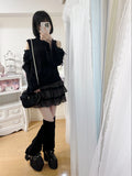 Open Shoulder String Sweater (Black)