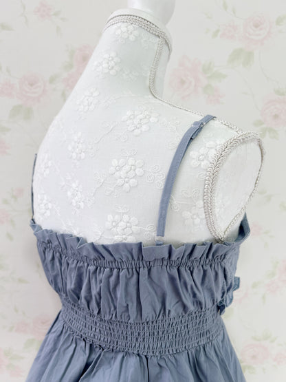 GRL Cotton Floral Embroidery Camisole (Blue)