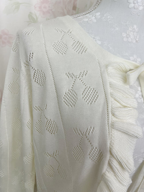(12%OFF) Cherry Ruffled Cardigan (Ivory)