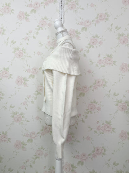 Button Up Choker Sweater (Ivory)