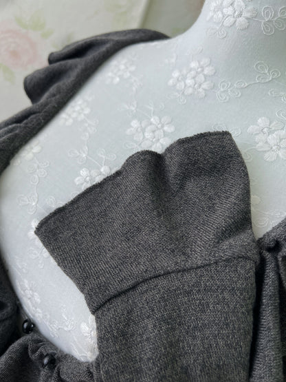 GRL Ruffled V Neck Cardigan (Dark Gray)