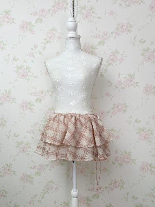 Shoujo Checked Wrap Skirt (Pink)