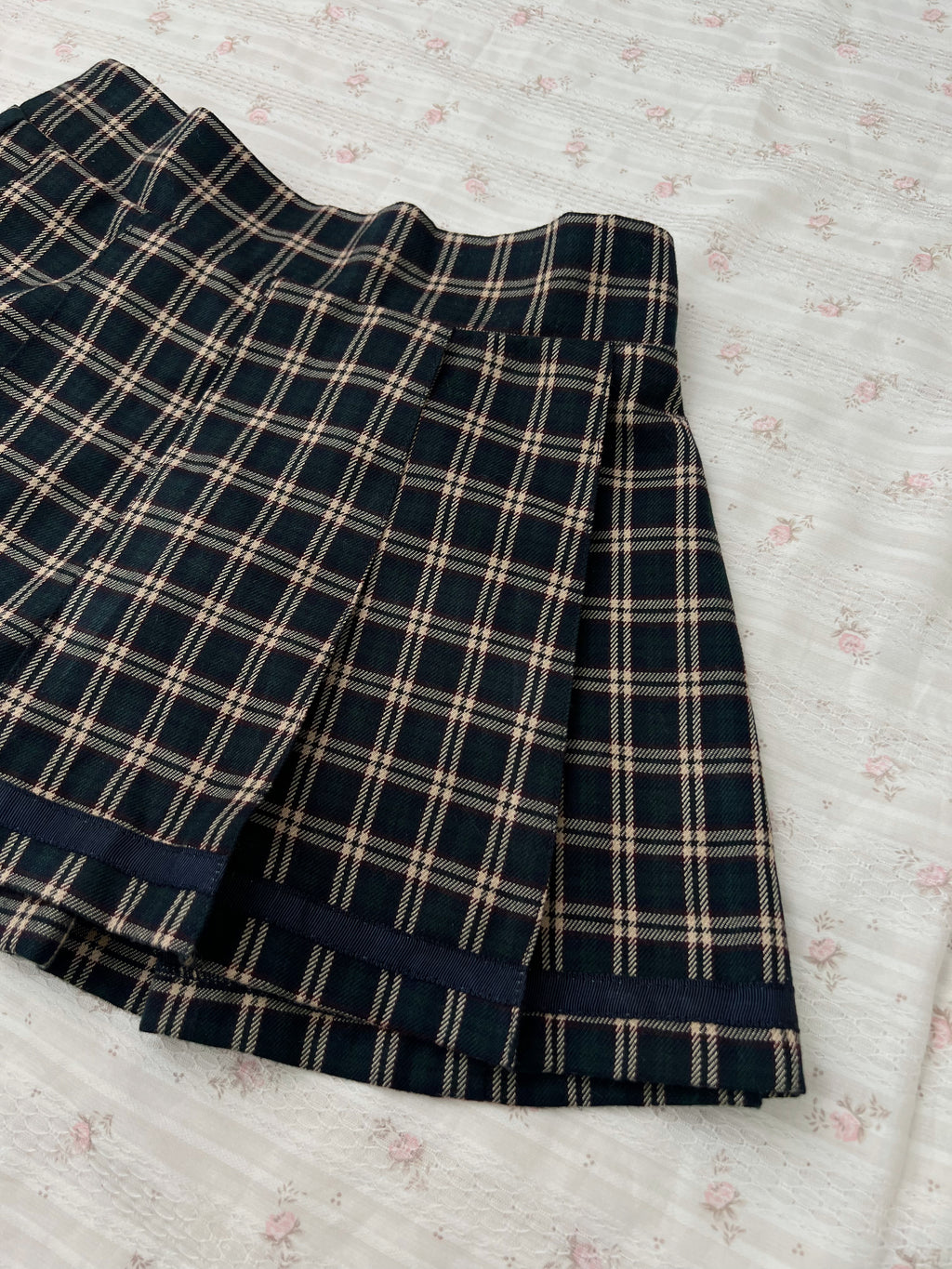 LIZ LISA doll Pleated Checked Mini Skirt (Green)