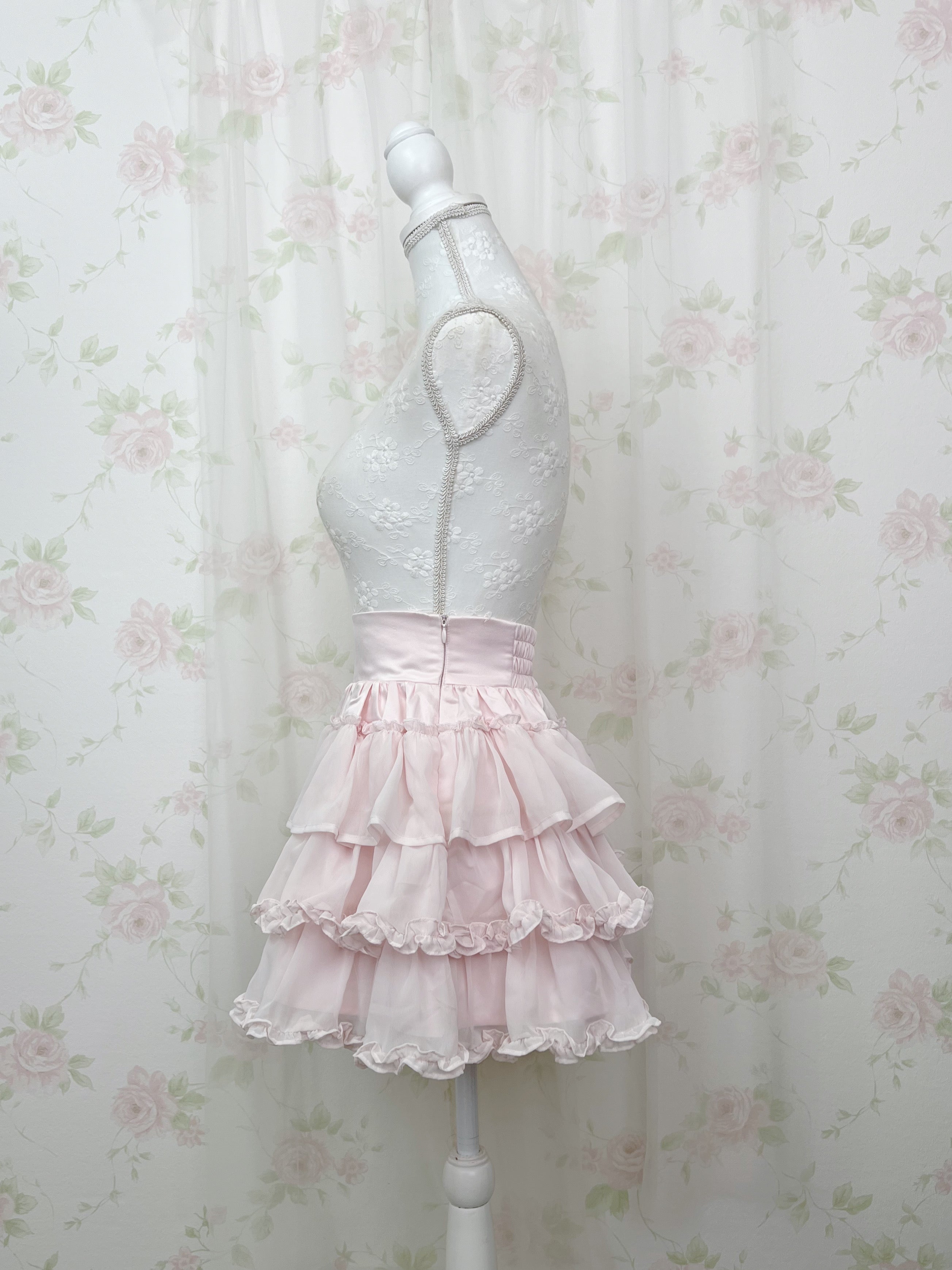 pium Layered Chiffon Skirt (Pink)